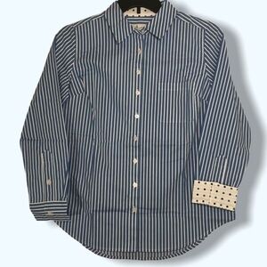 NWOT Denim&Co Striped Button-Down Top Sz XS